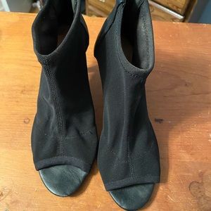 Open toed, heeled boots.  Black Tahari, barely worn.